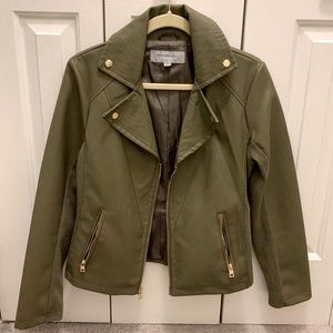 Olive Green Moto Leather Jacket